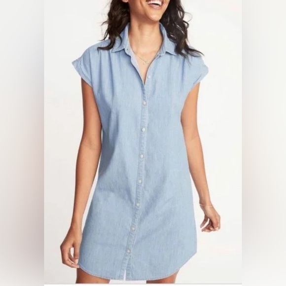 🚨 2 for $25 Chambray Cap-Sleeve Shirt Dress - Picture 5 of 5